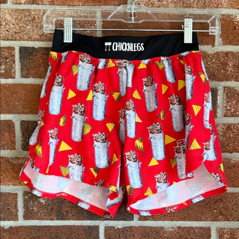Chicknlegs Red Burrito Print Running Shorts size XS